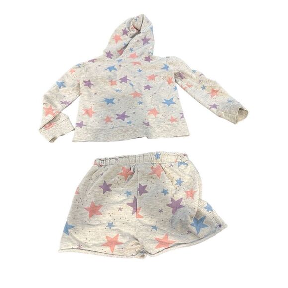 Sovereign code zip up hoodie shorts set of 2 grey stars sz 6 girls - Picture 2 of 6